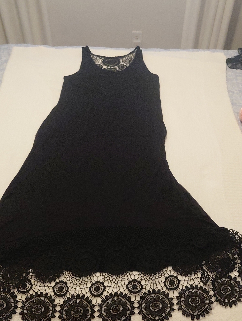 Lane Bryant Black Sleeveless Maxi Dress with Crochet Hem/Back